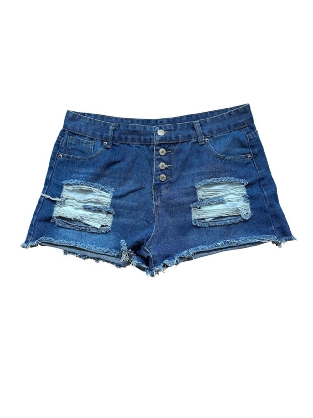 Distressed Denim High Waisted Cutoff Jean Shorts Retro Coastal Cowgirl - XL